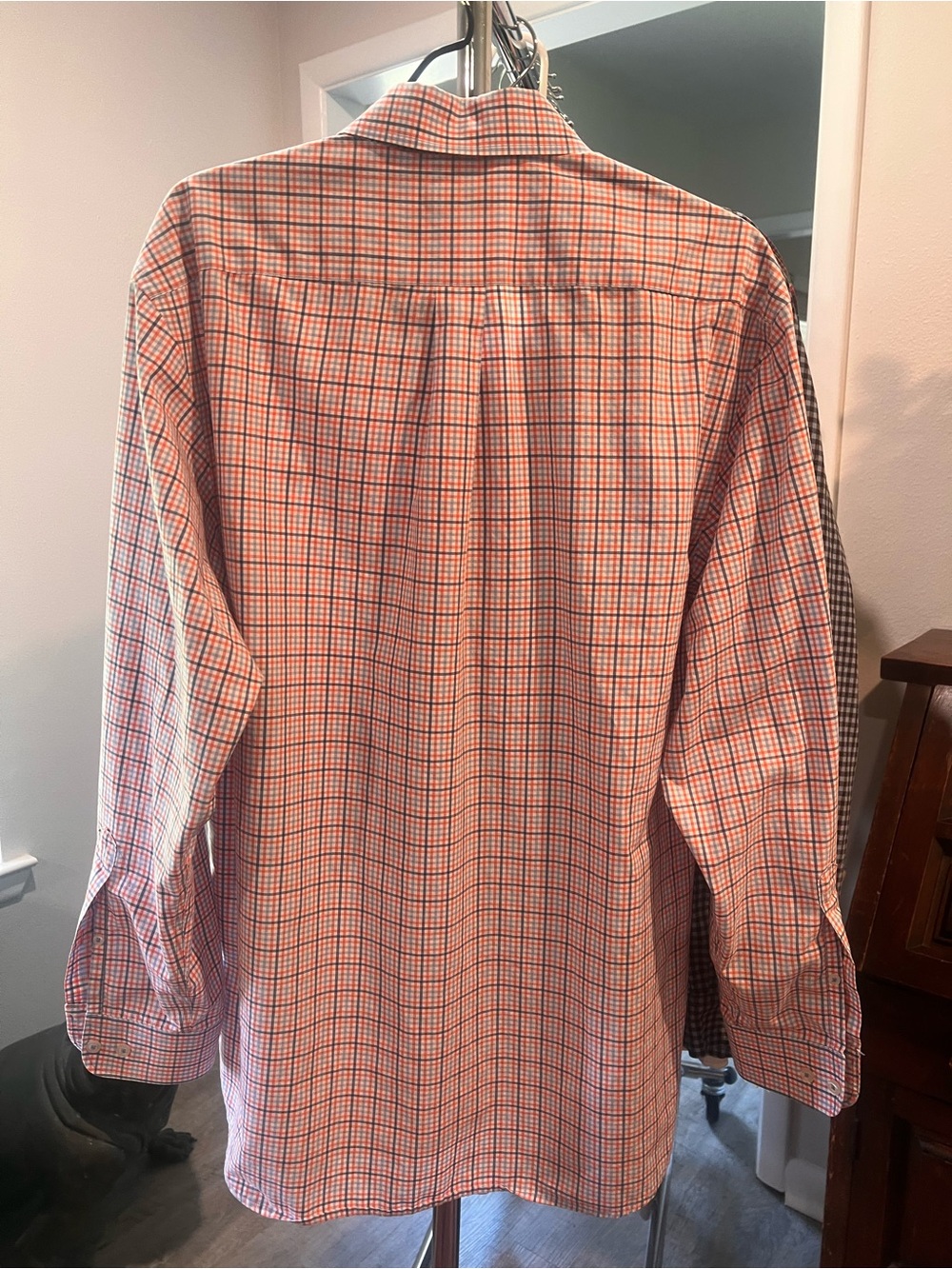 Southern Marsh Men’s XL Plaid Button Down Shirt Orange Blue Check Long Sleeve - Picture 3 of 7